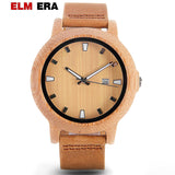 ELMERA Men Watches Leather Wood