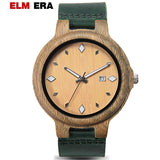 ELMERA Watch Wood Leather Man