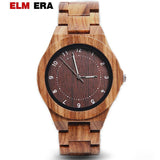ELMERA Watch for Men Sport Wood Clocks Carnival Men's Watches 2018 22mm Watch Band Arabic Numbers Wooden Male